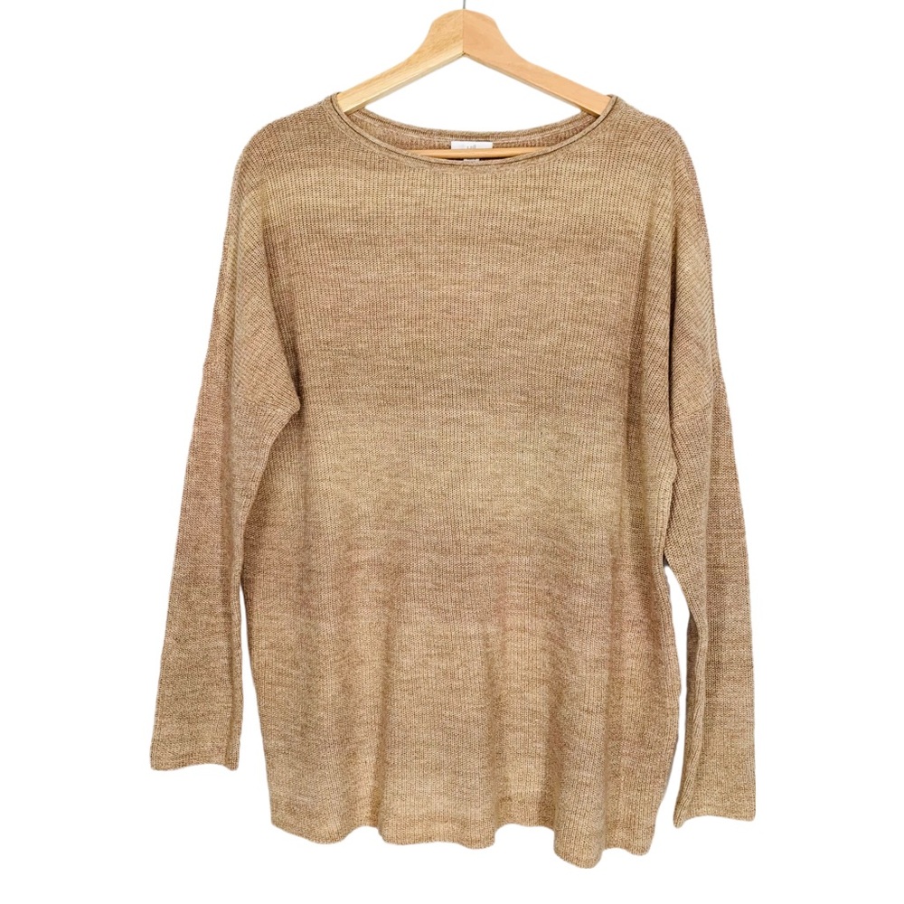 J. Jill Tan Lightweight Sweater Long Sleeve Crew Neck Size Medium Neutral Color